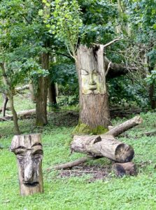 Sculptures on hole 12 Quarry Park Disc Golf Course